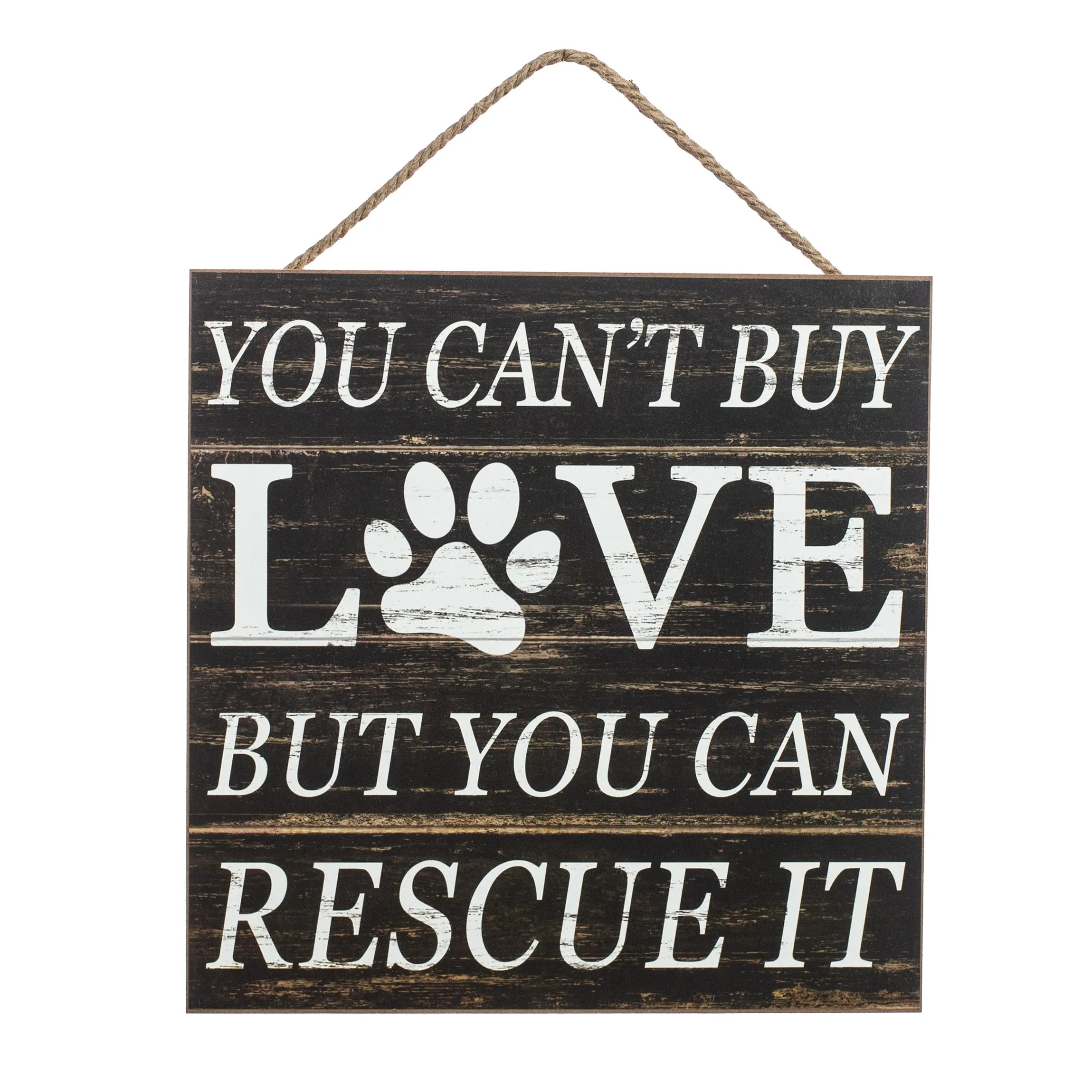 10" Square Wooden Sign: Rescue Love