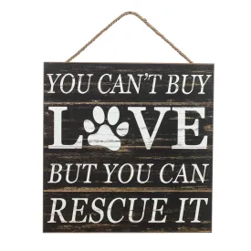 10" Square Wooden Sign: Rescue Love