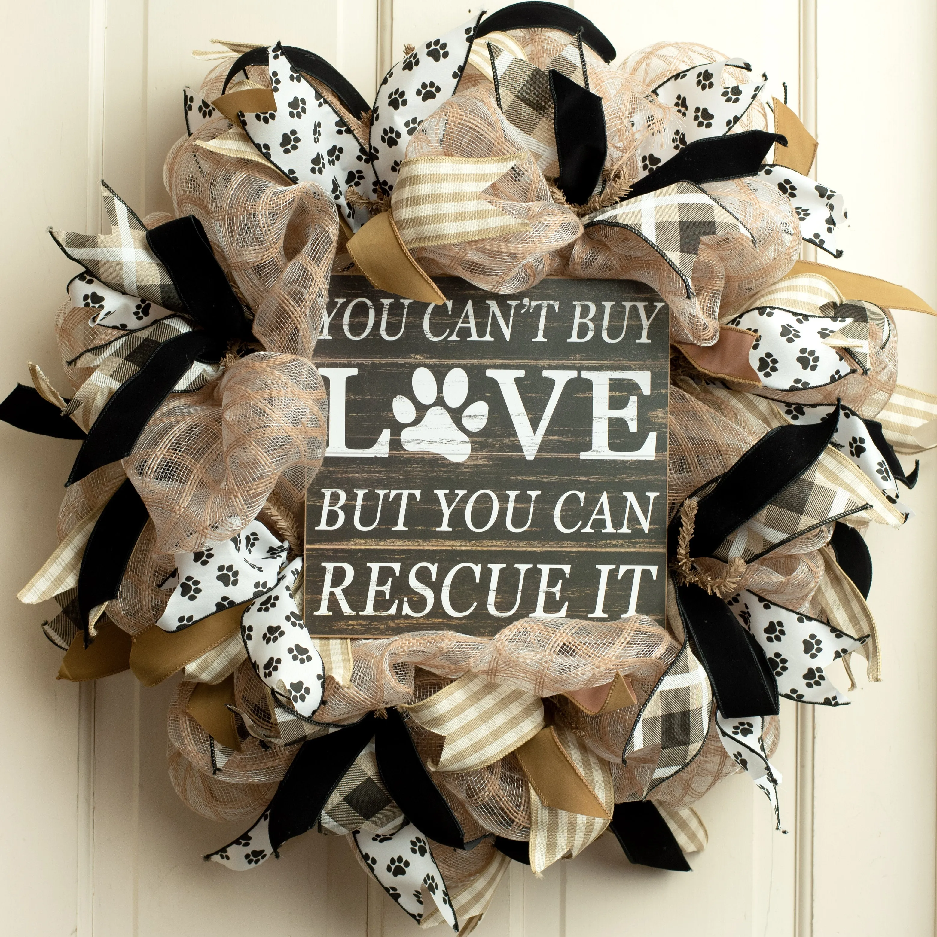 10" Square Wooden Sign: Rescue Love