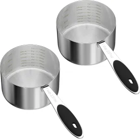 2PCS 1CUP(237ml) Dog Cat Food Scoop, Stainless Steel Measuring Cup, Metal Pet Scooper with Inner Precision Scale Measurement