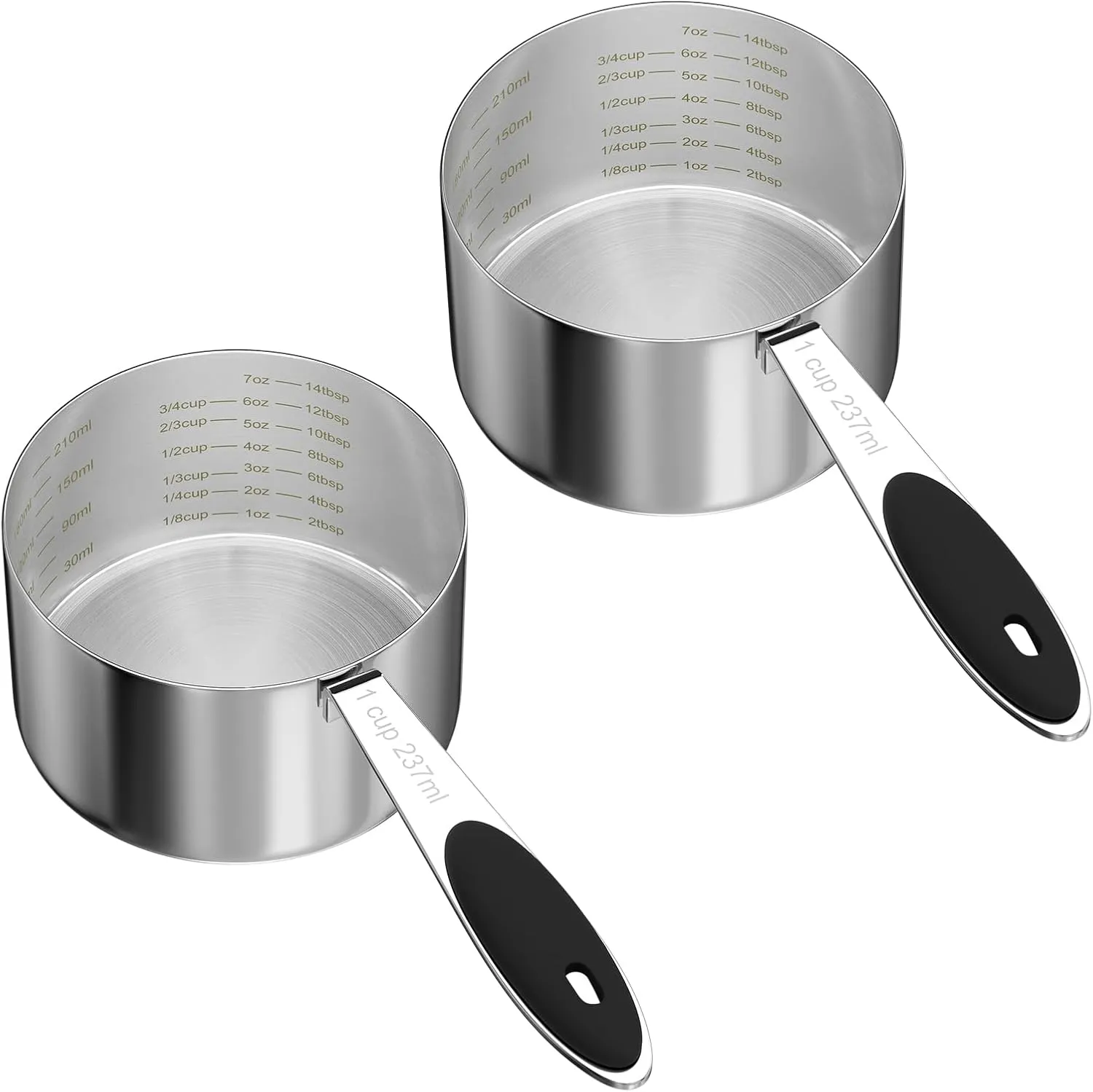 2PCS 1CUP(237ml) Dog Cat Food Scoop, Stainless Steel Measuring Cup, Metal Pet Scooper with Inner Precision Scale Measurement