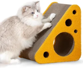 360 Reversible Cat Scratching Post, Cat Scratchers Indoor Cats, Premium Cardboard Cat Scratching Board with Cute Cheese Design and Multiple Scratching Angles, Large
