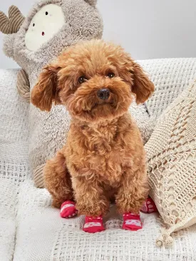 4pcs Non slip Cartoon Graphic Dog Socks