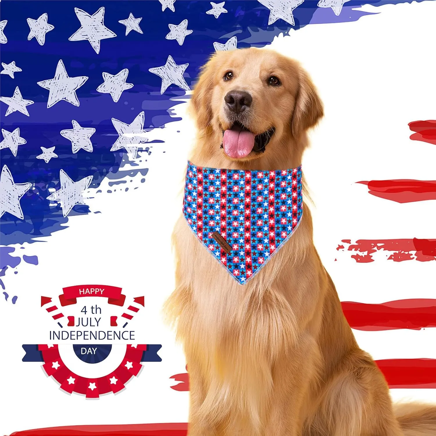 4th of July Dog Bandana,Unique Style Paws American Flag Dog Bandanas Independence Day Pet Scarves, Patriotic Triangle Bib Scarf for Boys & Girls Puppy