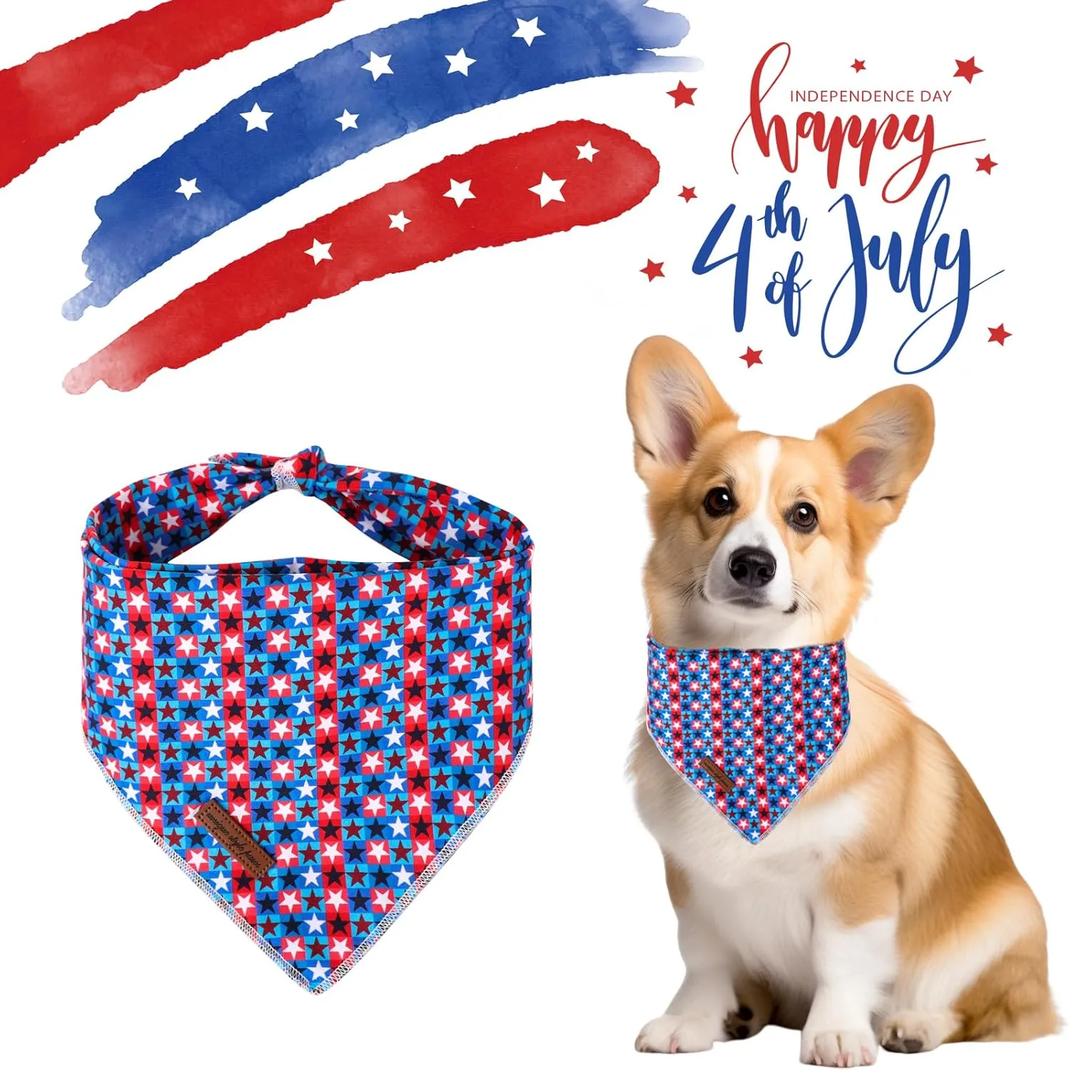 4th of July Dog Bandana,Unique Style Paws American Flag Dog Bandanas Independence Day Pet Scarves, Patriotic Triangle Bib Scarf for Boys & Girls Puppy
