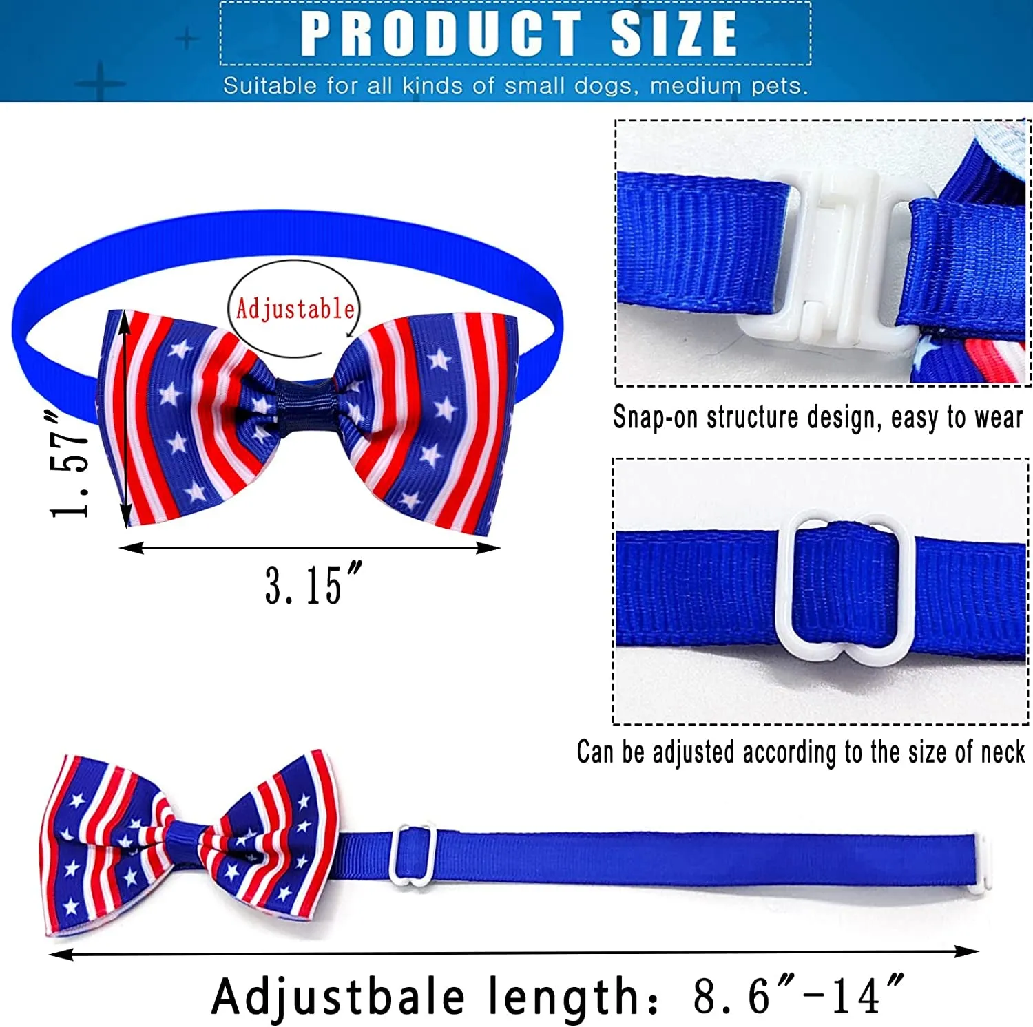4th of July Pet Patriotic Costume Adjustable Dog Hat Bandanas Mesh Tutu Skirt American Flag Puppy Bibs Scarf Cat Collar 3 Pieces Independence Day Caps Bowtie Dress for Small Dogs Kitty Decorations