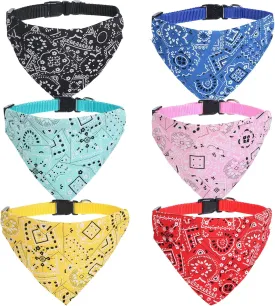 6 Pcs Cat Bandana Scarf Collars Multicolor Breakaways Buckle Safety Pet Supplies Adjustable Dogs Handkerchief Stuff Accessories for Small Girl Male Cats Puppy Kittens