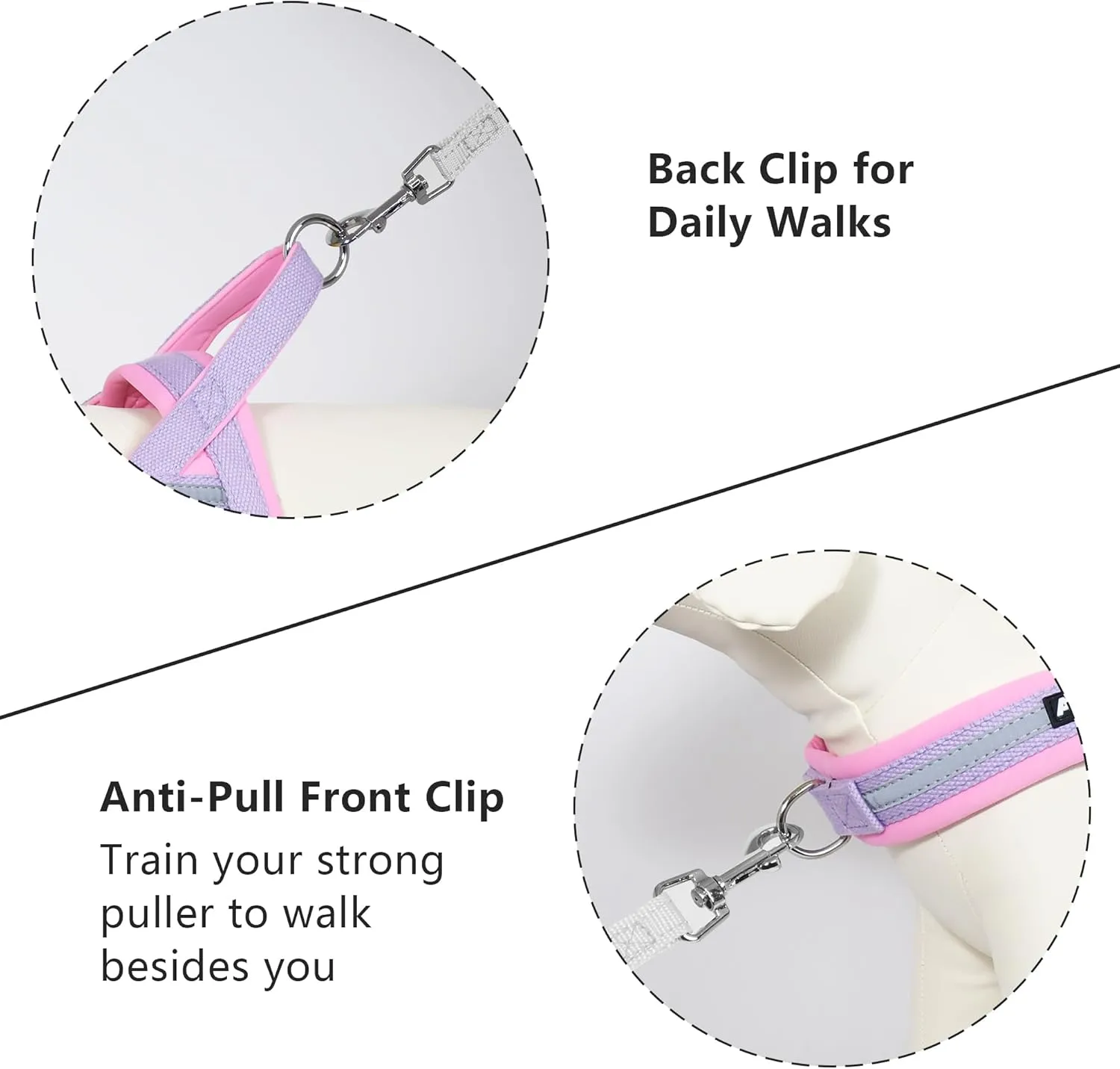 AIITLE No Pull Dog Harness with Soft Padded Handle, Reflective Strip Escape Proof and Quick Fit to Adjust Puppy Harnesses, Easy for Training Walking Running for Extra Small Dogs Purple-Pink XXS