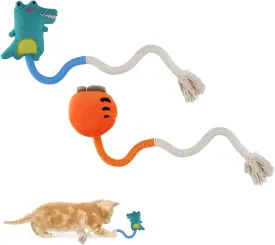Andiker 2 PCS Cat Chew Ropes, Cat Chew Toy with Cartoon Kitten Plush Toys with Catnip Inside Interactive Cat Toys for Indoor Cats to Bite, Grasp, Kick and Clean Teeth (Small 1, Carrot&Crocodile)