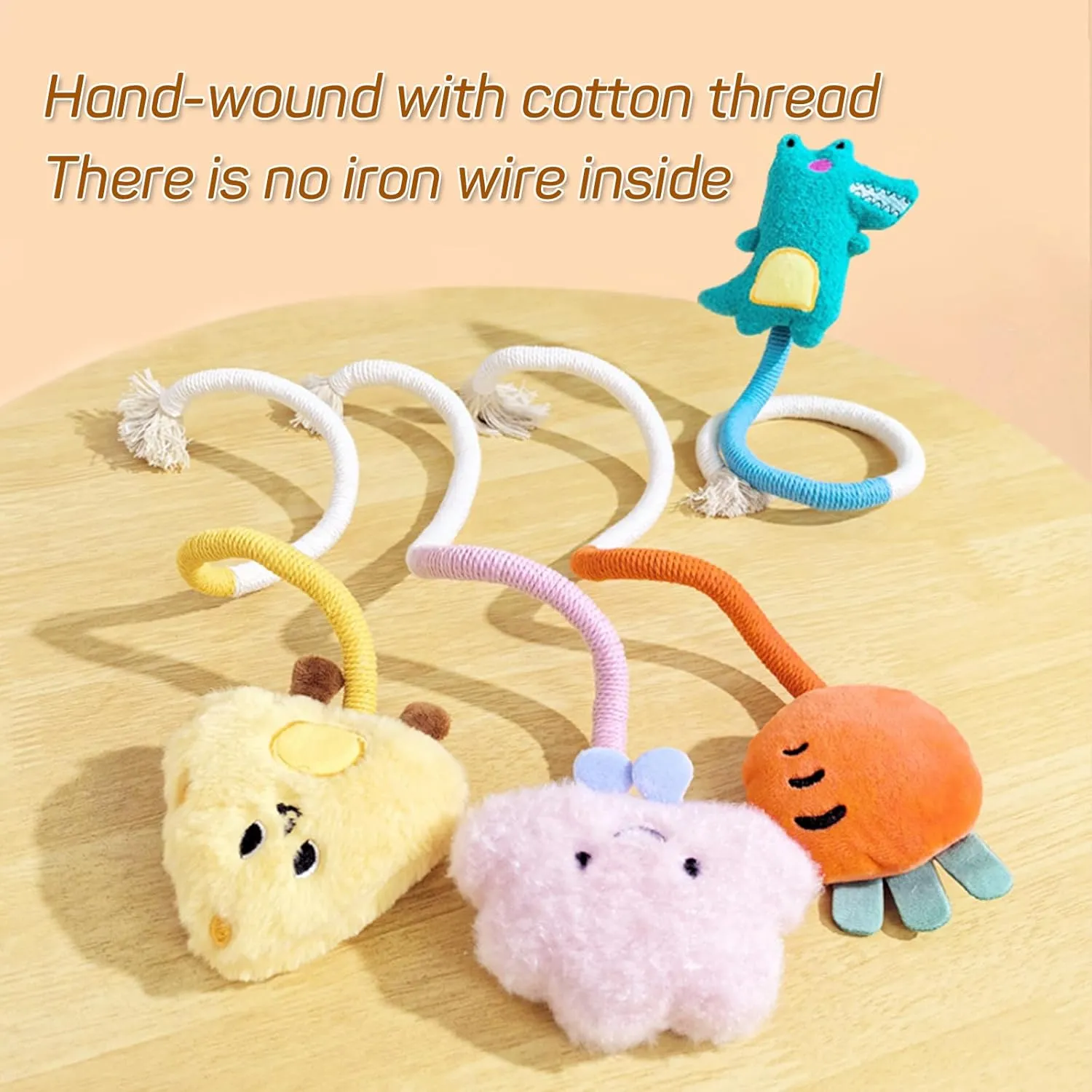Andiker 2 PCS Cat Chew Ropes, Cat Chew Toy with Cartoon Kitten Plush Toys with Catnip Inside Interactive Cat Toys for Indoor Cats to Bite, Grasp, Kick and Clean Teeth (Small 1, Carrot&Crocodile)
