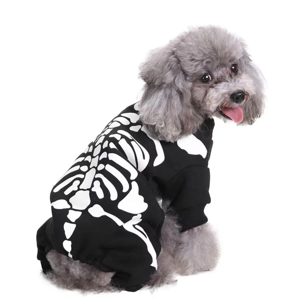 AnniePaw Dog Skeleton Costume - Halloween Dress-Up for Small & Medium Dogs
