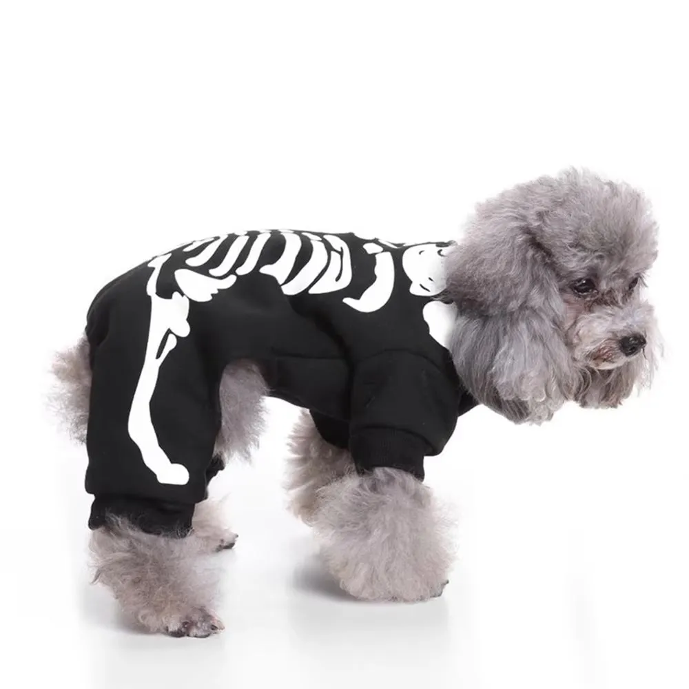 AnniePaw Dog Skeleton Costume - Halloween Dress-Up for Small & Medium Dogs