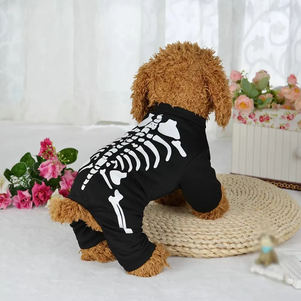 AnniePaw Dog Skeleton Costume - Halloween Dress-Up for Small & Medium Dogs