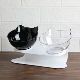 Best Explosive Cat Double Bowl Comfortable Feeding Food Bowl  With Protection