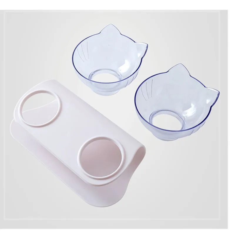 Best Explosive Cat Double Bowl Comfortable Feeding Food Bowl  With Protection