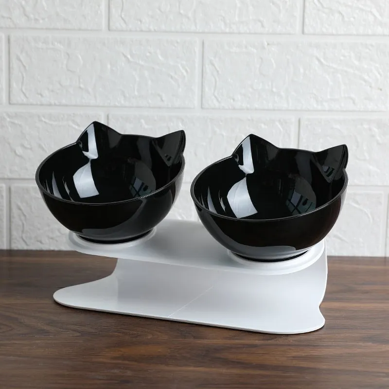 Best Explosive Cat Double Bowl Comfortable Feeding Food Bowl  With Protection