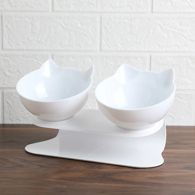 Best Explosive Cat Double Bowl Comfortable Feeding Food Bowl  With Protection