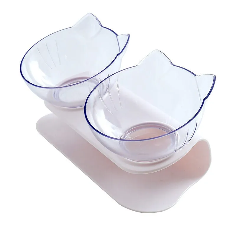 Best Explosive Cat Double Bowl Comfortable Feeding Food Bowl  With Protection