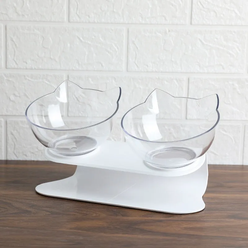 Best Explosive Cat Double Bowl Comfortable Feeding Food Bowl  With Protection