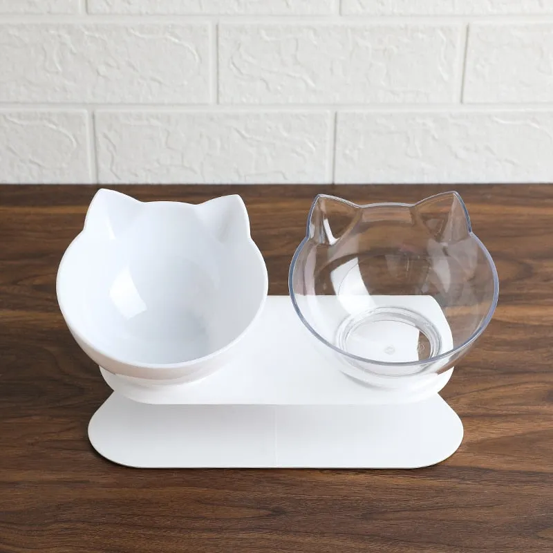 Best Explosive Cat Double Bowl Comfortable Feeding Food Bowl  With Protection