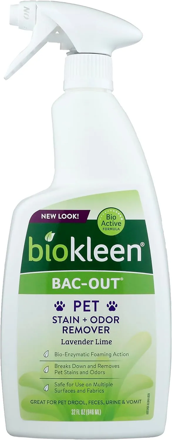 Biokleen Bac-Out Pet Stain Remover - 32 Ounce - Enzymatic, Natural, Destroys Stains & Odors Safely, for Pet Stains on Carpets - Eco-Friendly, Plant-Based
