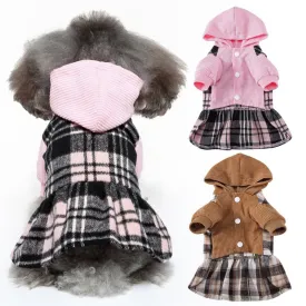 Cat Dog Dress Plaid Dog Hoodie Dress