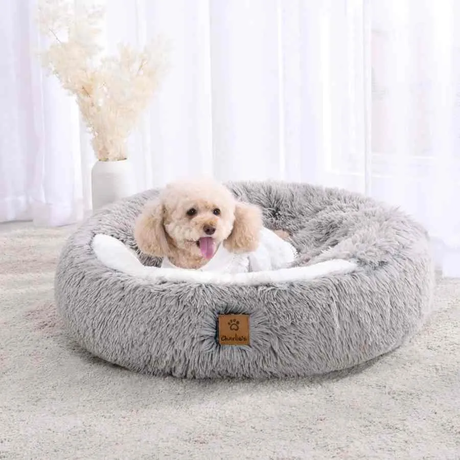 Charlies Pet Cushioned Snookie Hooded Faux Fur Pet Nest Bed