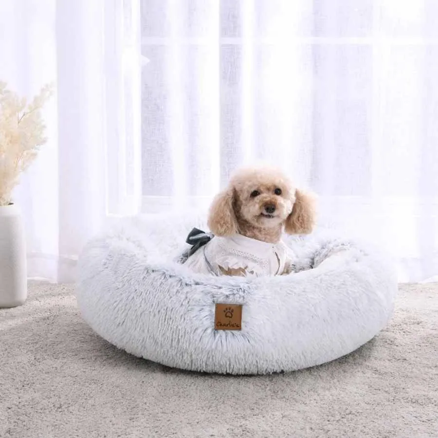 Charlies Pet Cushioned Snookie Hooded Faux Fur Pet Nest Bed