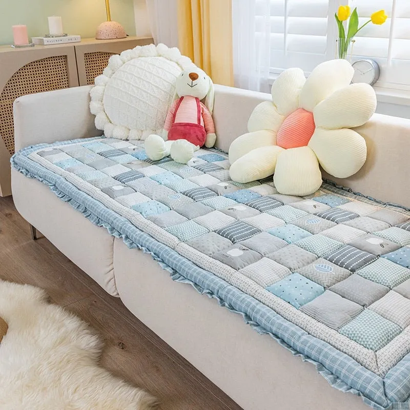 Cozy Cotton Dog Bed Sofa Cover:100% CottonAnti-Slip Pet Blanket Mat for Thicken Warm Dog Pad and Cat Nest | Pet Accessories