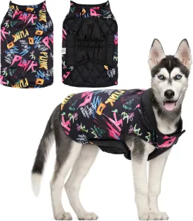 CuteBone Winter Coat Waterproof Windproof Jacket Reversible Vest Thick Adjustable Cold Weather Coats for Small Medium Large Dogs Soft With Leash Hole GMF31M