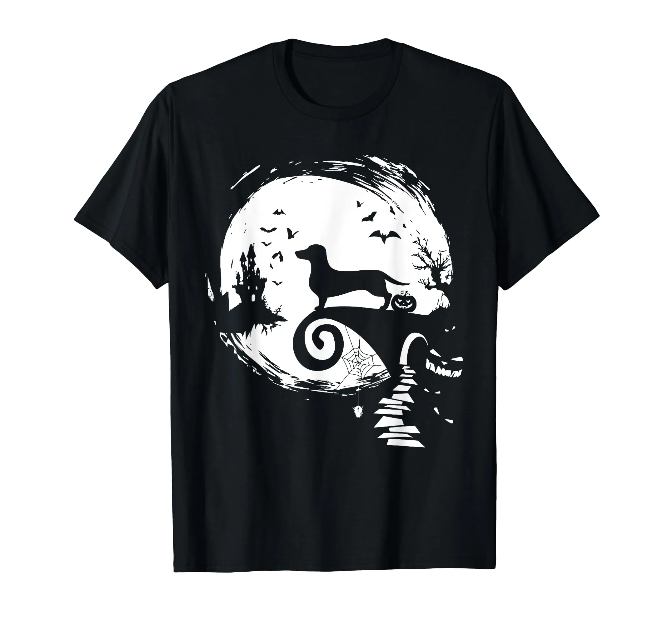 Dachshund Dog And Moon Halloween Costume Dog Lover Funny T-Shirt