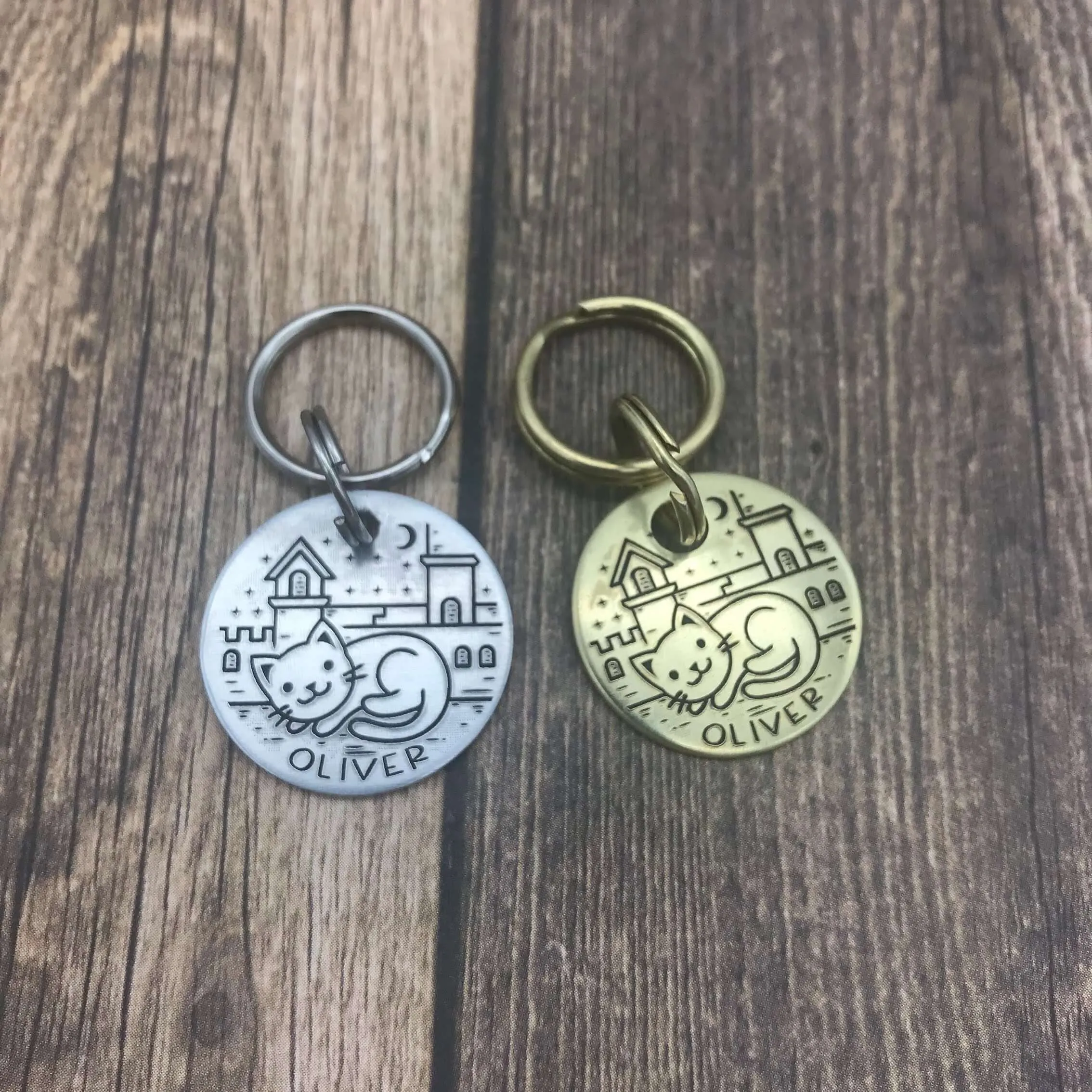 Deeply Engraved Cat Tags - Cat Design