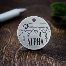 Deeply Engraved Dog Tags - Mountains Design