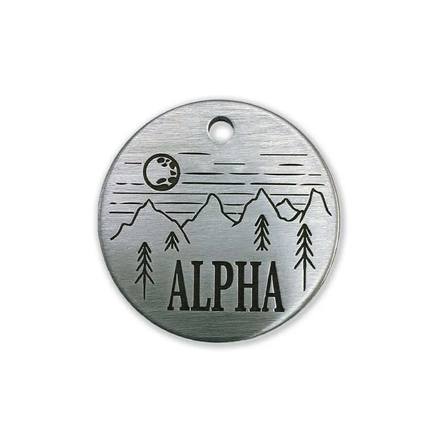 Deeply Engraved Dog Tags - Mountains Design