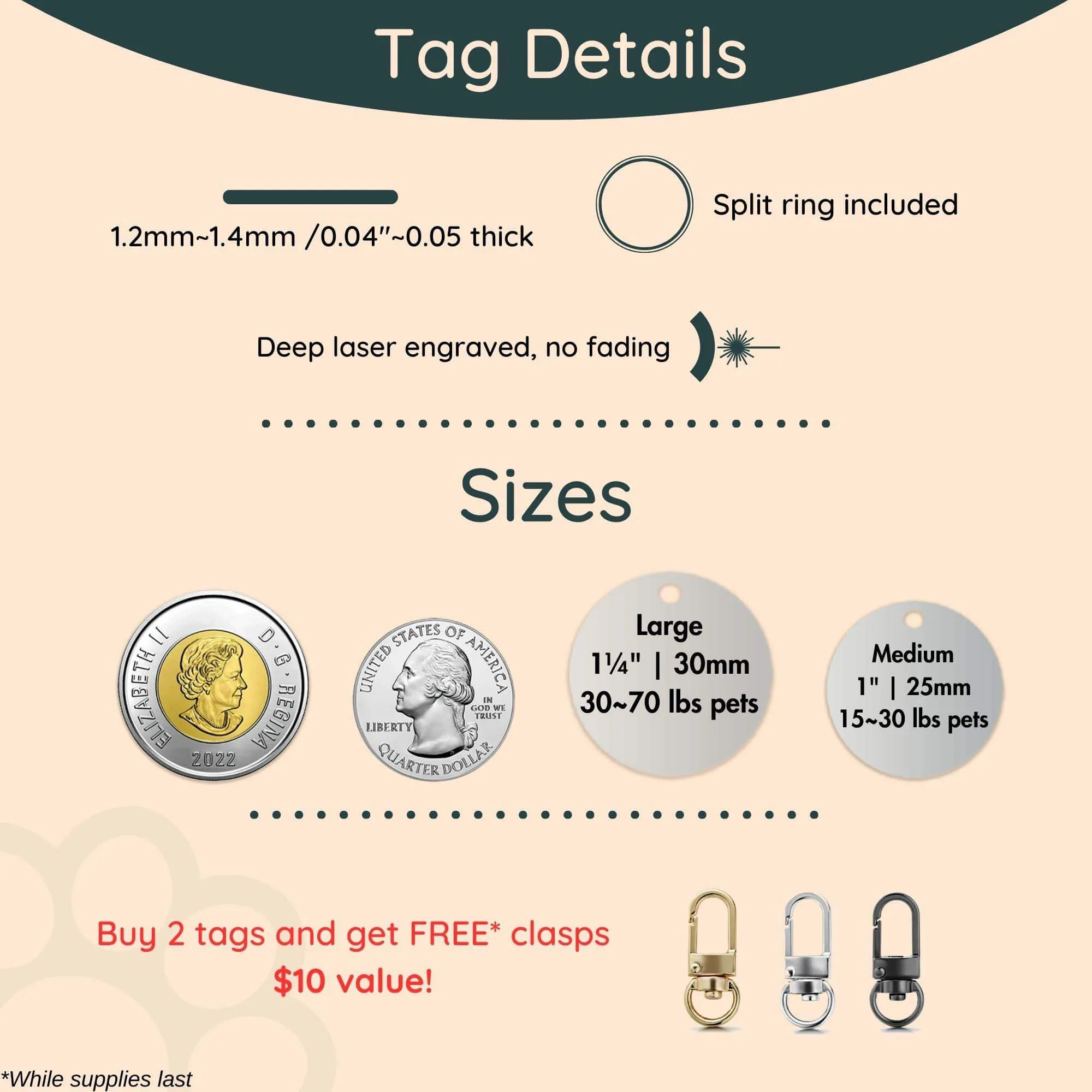 Deeply Engraved Dog Tags - Mountains Design