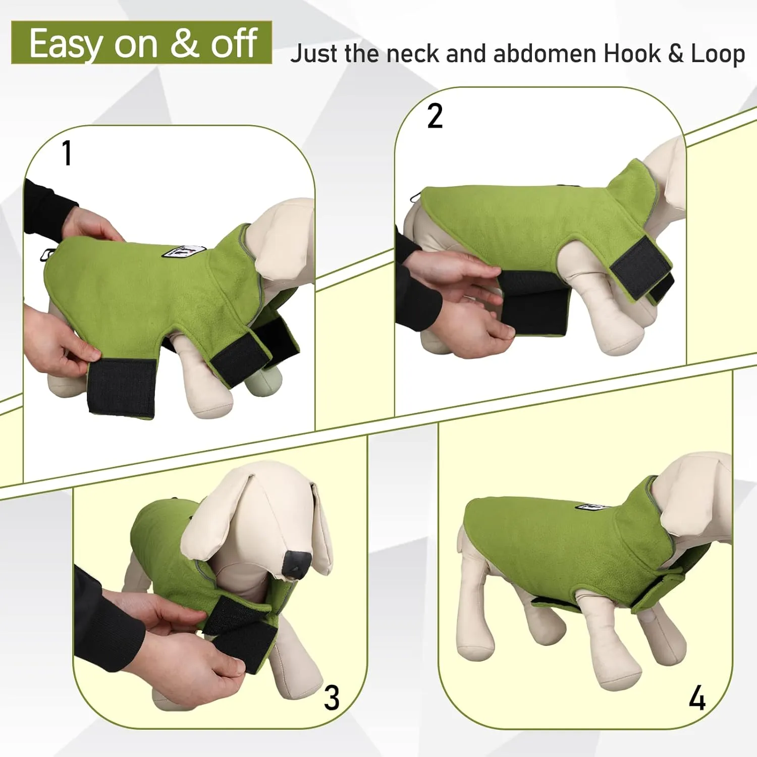 DENTRUN Windproof Winter Warm Fleece Large Dog Coat Reversible Puppy Jacket Reflective Soft Pet Vest, Cold Weather Dog Sweater Apparel Leash Access Overcoat for Large Breeds, Green, XL