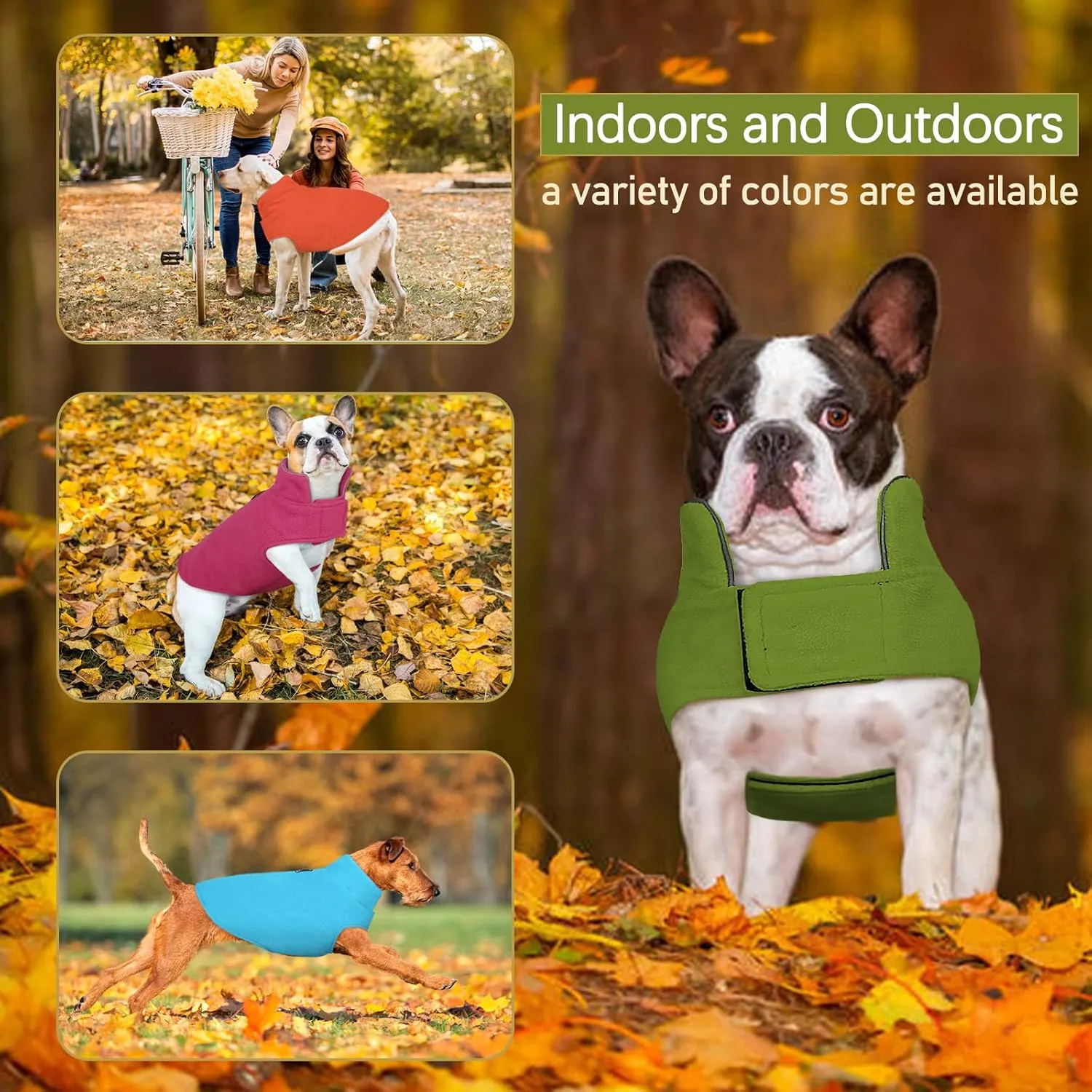 DENTRUN Windproof Winter Warm Fleece Large Dog Coat Reversible Puppy Jacket Reflective Soft Pet Vest, Cold Weather Dog Sweater Apparel Leash Access Overcoat for Large Breeds, Green, XL