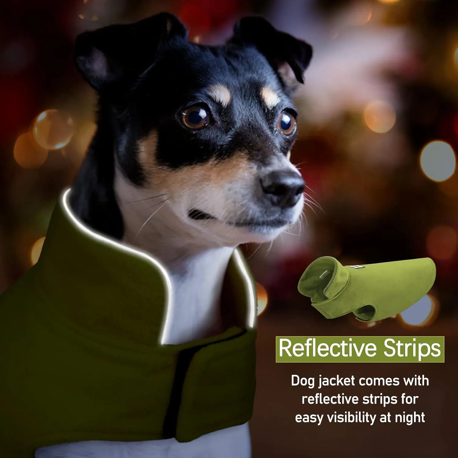 DENTRUN Windproof Winter Warm Fleece Large Dog Coat Reversible Puppy Jacket Reflective Soft Pet Vest, Cold Weather Dog Sweater Apparel Leash Access Overcoat for Large Breeds, Green, XL