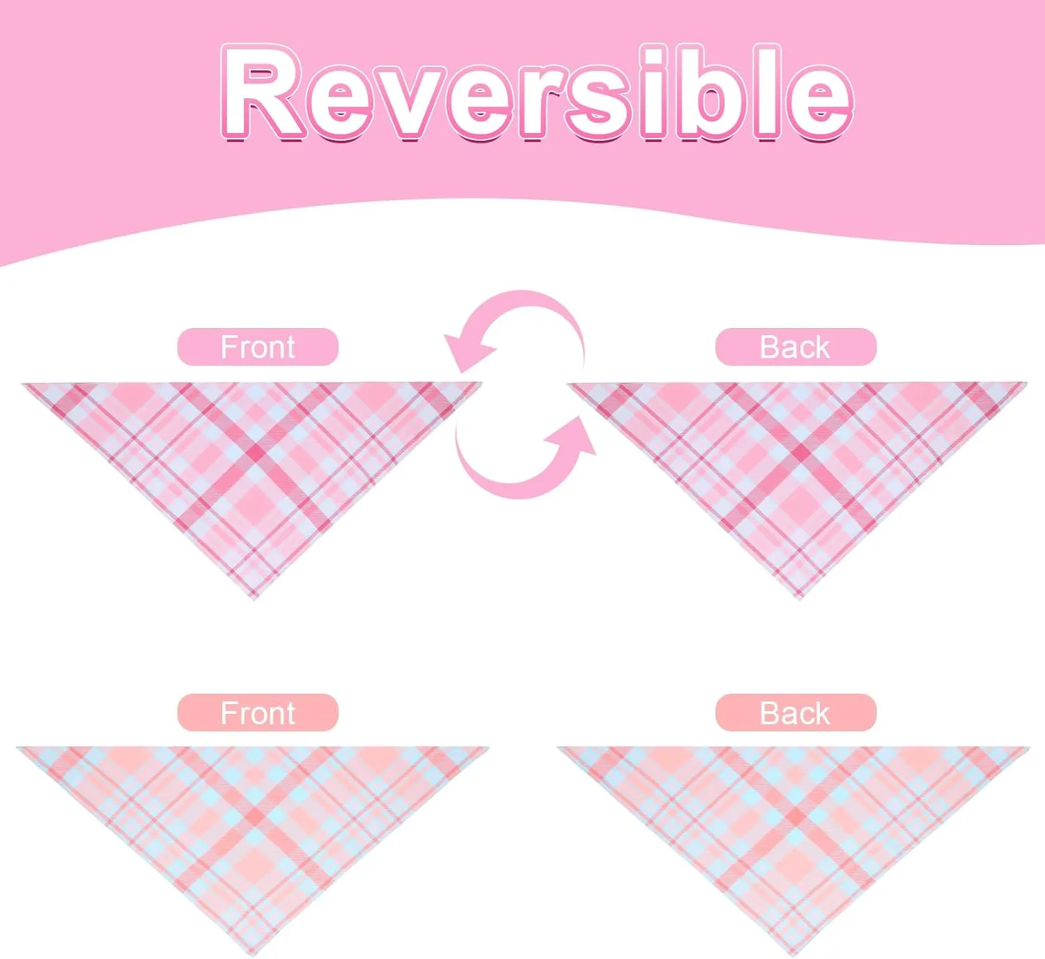 Dog Bandana Girl Small 2PCS, Pink Blue Spring Scarf, Durable Triangle Reversible Bibs Handkerchief for Puppy Pet