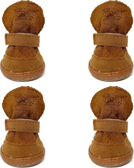 Dog Boots, HiBallBall 4 PCS Dog Shoes for Small Pets Dogs, Anti-Slip Snow Boots, Paw Protectors (Brown, Size5)