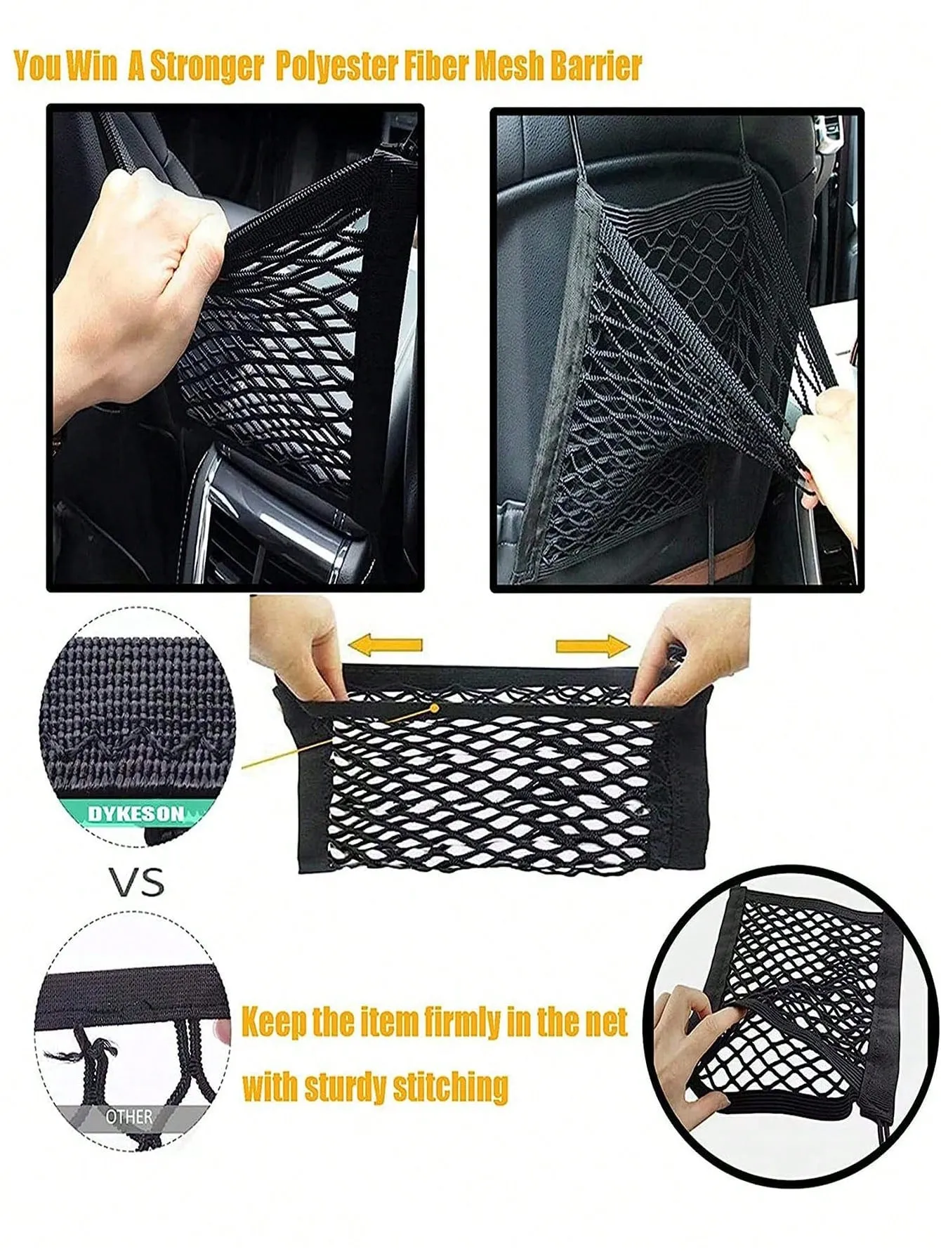Dog Car Net Barrier Pet Barrier With Auto Safety Mesh Organizer Baby Stretchable Storage Bag Universal