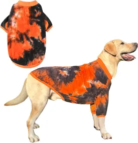Dog Cotton Colorful Black Orange T-Shirts Soft and Stretchy Dog Shirt Pajamas Pets Clothes for Extra Large Dogs(2XL Black)