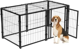 Dog Crate, 48" L x 24" H Dog Kennel for Small Medium Large Dogs,Metal Dog Crate,Puppy Dog Playpen, Pet Cage, Pet Playpen, Indoor Outdoor-Black