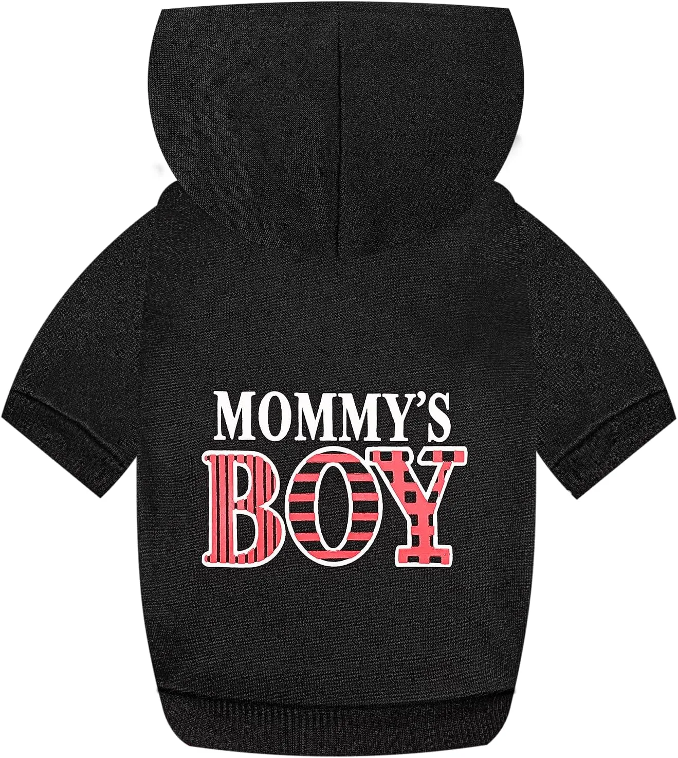 Dog Hoodie Winter Pet Costumes: Mommy's BOY Lettered Printed Puppy Soft Sweatshirt with Leash Hole, Winter Fleece Dog Hooded Clothes Pet Cat Warm Outfits(Black, X-Large)
