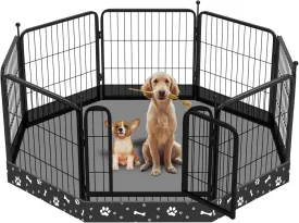 Dog Playpen Bottom Pad Fits for 24 Inch 8 Panels Metal Exercise Pet Playpen, Dog Crate Pad Puppy Playpen Pad, Elastic Band Connections.(Note: Playpen Not Included) -Black