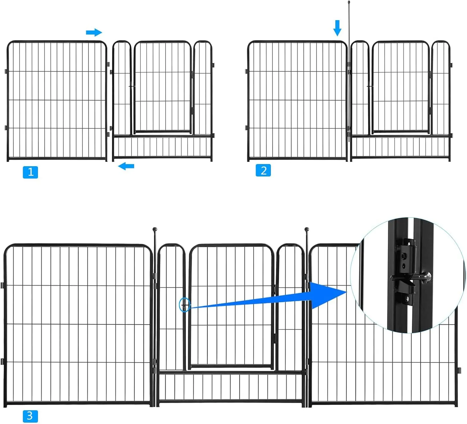Dog Playpen Portable Exercise Fence Heavy Duty Metal Pet Playpen Indoor Outdoor Pet Playpen for Small Medium Large Dogs - RV Camping PenJet Black (16 Panels, 32 inch)