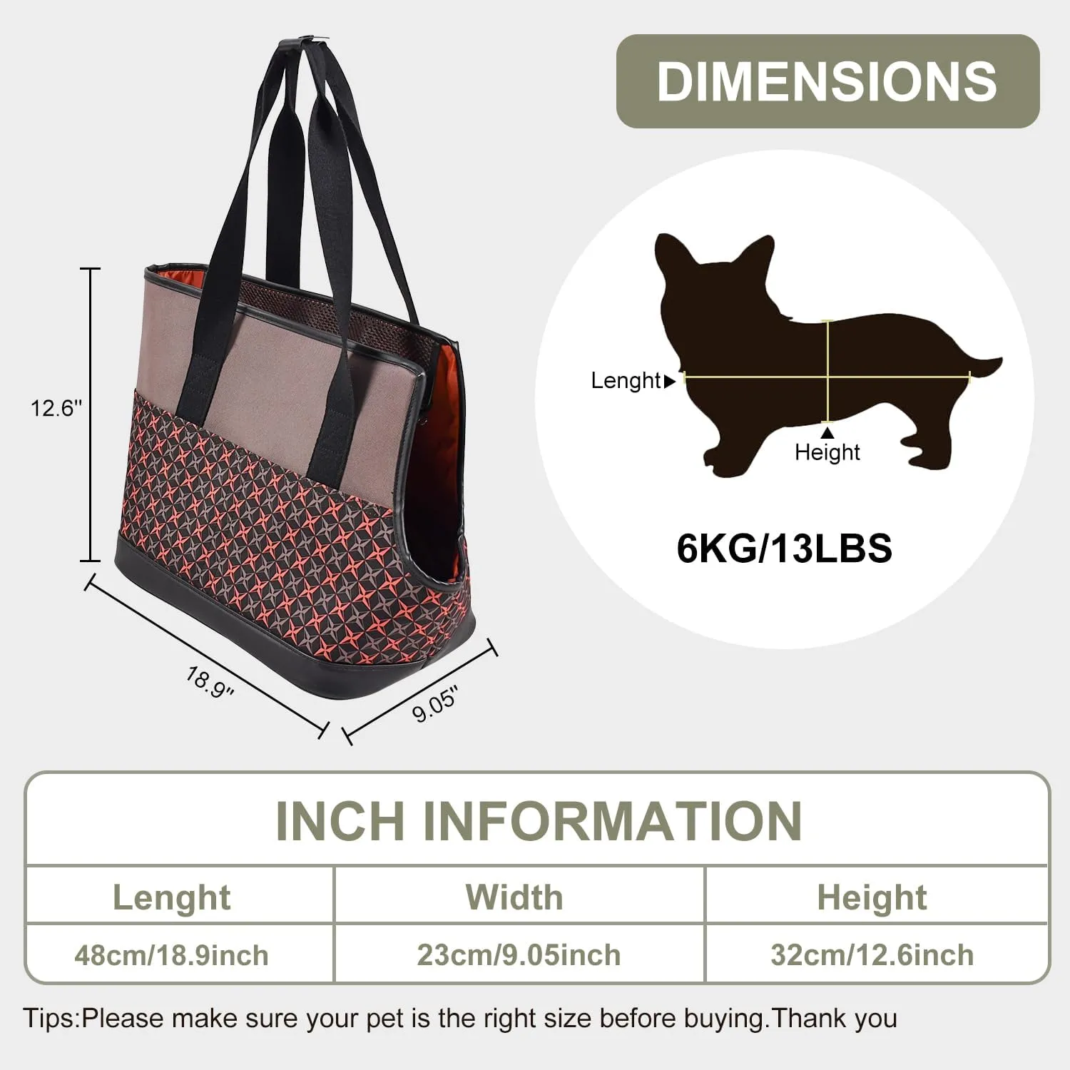 Dog Purse Carrier for Small Dogs, Soft-Sided Tote Bags with Pocket Dog Travel Supplies Portable Dog Sling with Anti-Slip Bottom
