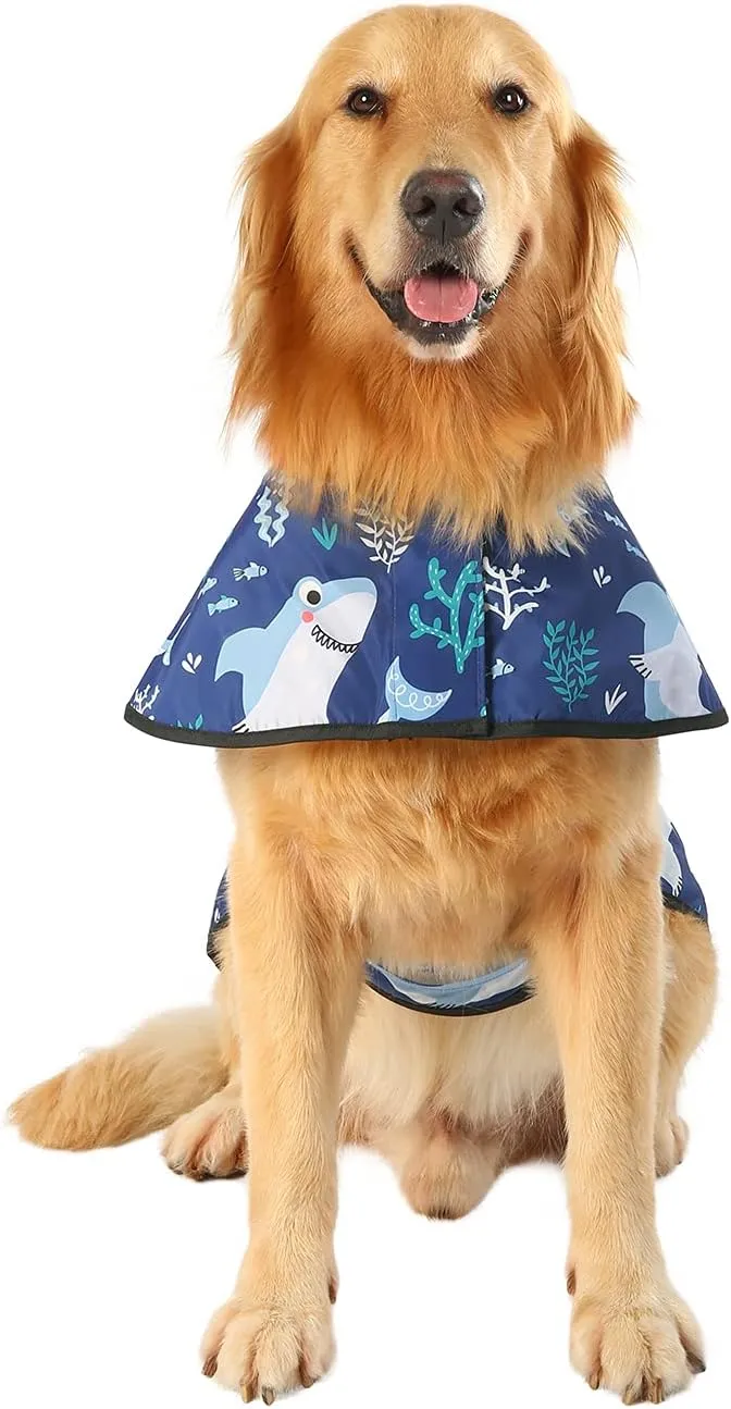 Dog Raincoat Hooded Slicker Poncho for Small to X-Large Dogs and Puppies Sharks-XL