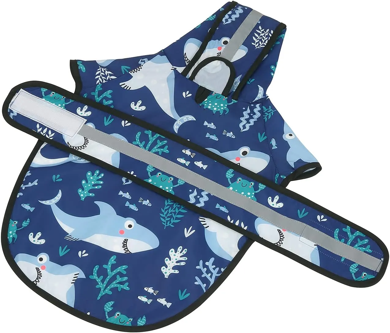 Dog Raincoat Hooded Slicker Poncho for Small to X-Large Dogs and Puppies Sharks-XL
