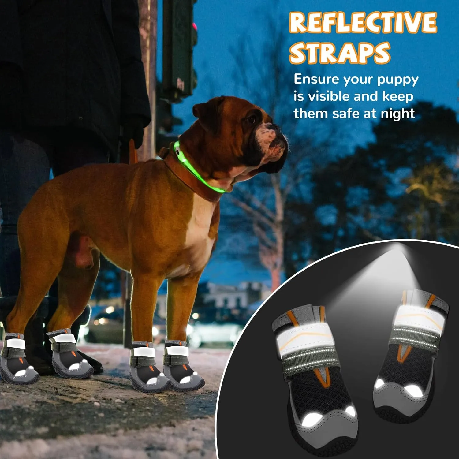 Dog Shoes for Large Small Medium Dogs, Dog Boots & Paw Protectors to Prevent Licking, Anti-Slip Dog Booties with Reflective for Summer Hot Pavement, Outdoor Hiking, Hardwood Floors Size 5